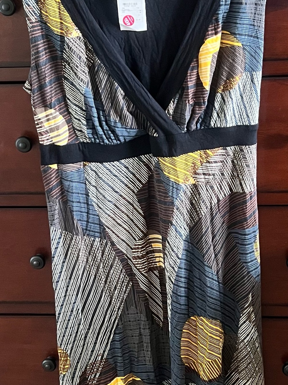 Karen Kane Multicolor Geometric Midi Dress with Stipes